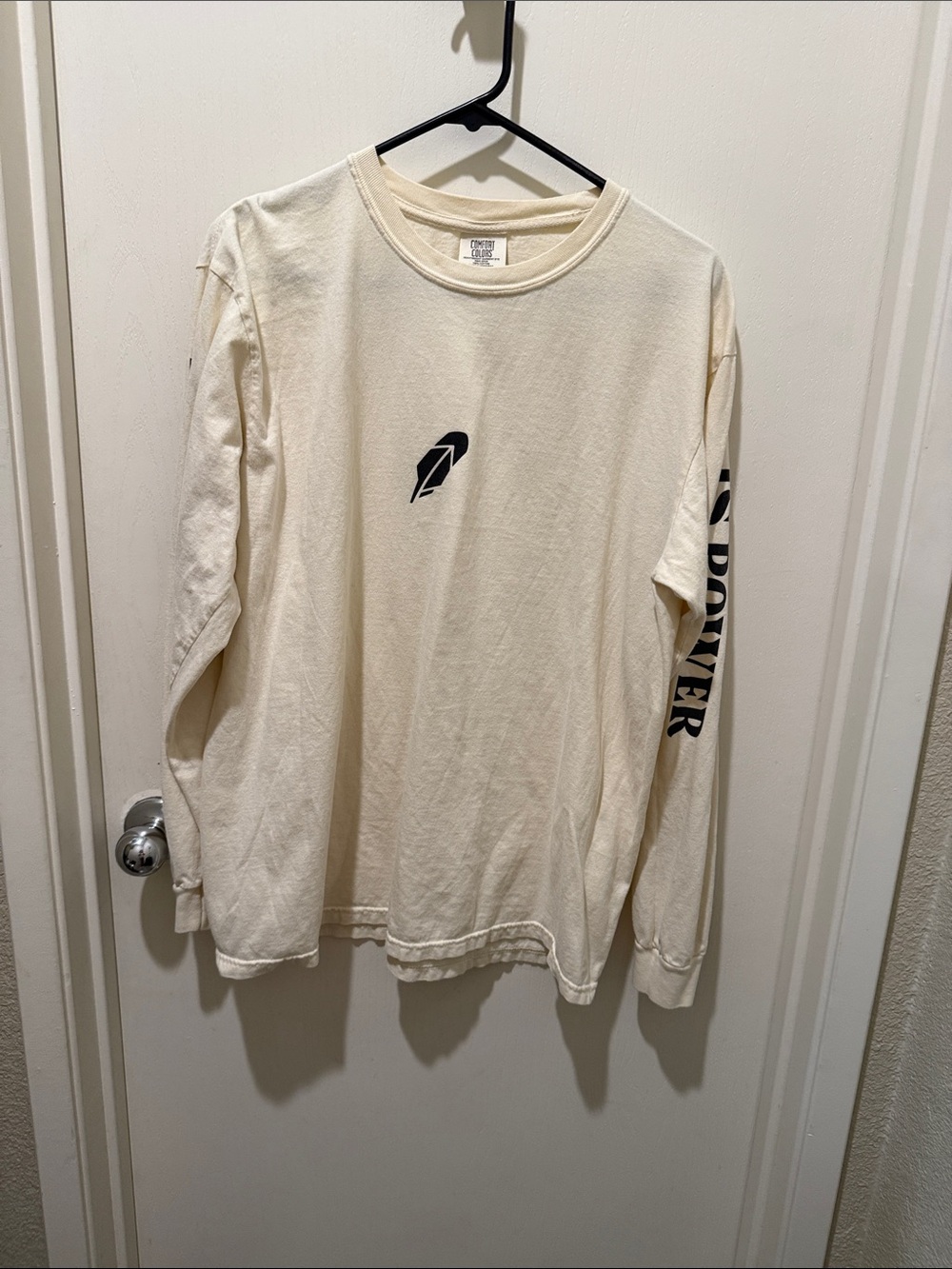 Comfort Colors Cream Long Sleeve Tee with Black Graphic